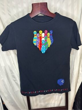 Homemade Black Bowling Pin Stitched Tee